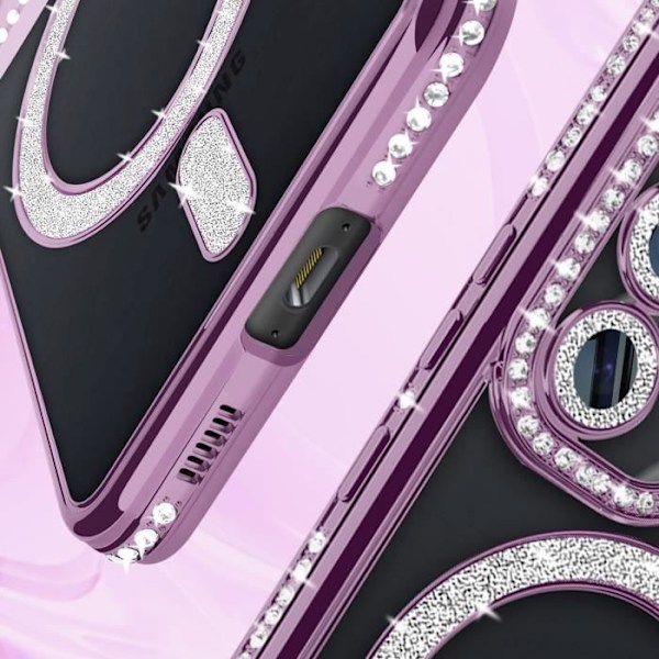 Diamond Case til Samsung Galaxy S23 MagSafe Contour Rhinestone Purple Lila