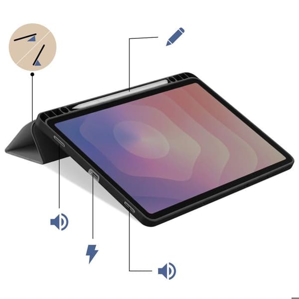 Etui til Galaxy Tab S11 med Trifold Støttefunktion Grå Grå