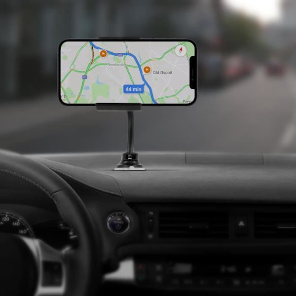 Support bil - Swissten - Sugpropp - Rotativ 360° - Utsträckbar arm 36cm - Svart Svart