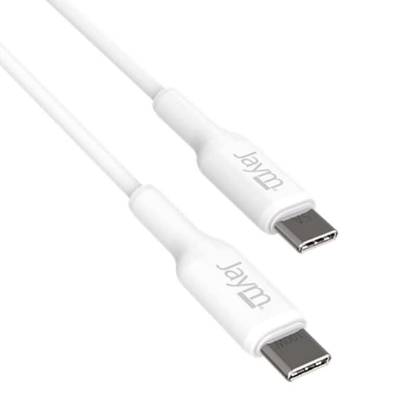 Lade- og synkroniseringskabel USB-C til USB-C PD 3.0 100W 1m Jaym Hvid Vit