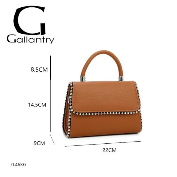 Elegancy Studded Gallantry Brown Håndtaske - GALLANTRY - Håndtaske - Brun - Syntetisk - Magnetisk - Kornet kastanj