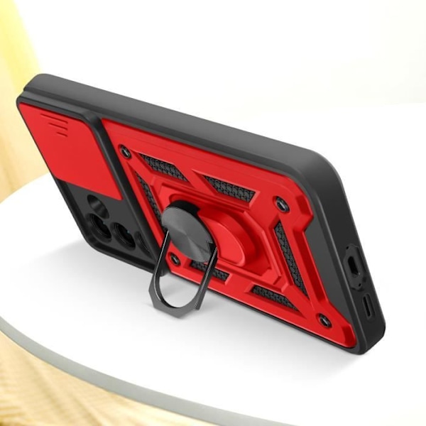 Coque för Samsung Galaxy S24 FE Ring Stöd Glidande Kameraskydd Mayaxess Röd Röd
