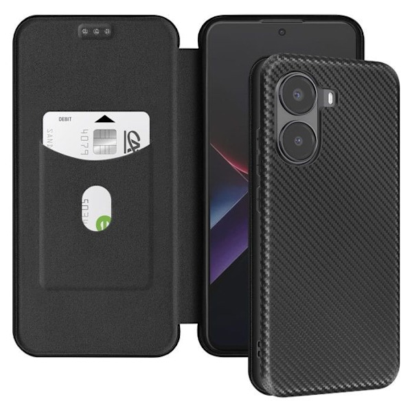 Carbonetui til Xiaomi Poco X7 Pro, kortholder, videostøtte, sort Svart