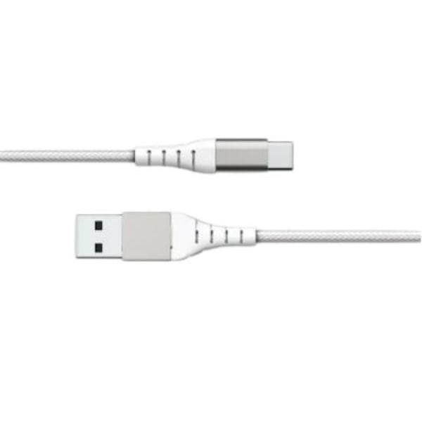 Förstärkt USB A/USB C-kabel 1,2m 3A 15W Motståndskraftig mot 12 000 böjningar Force Power Vit