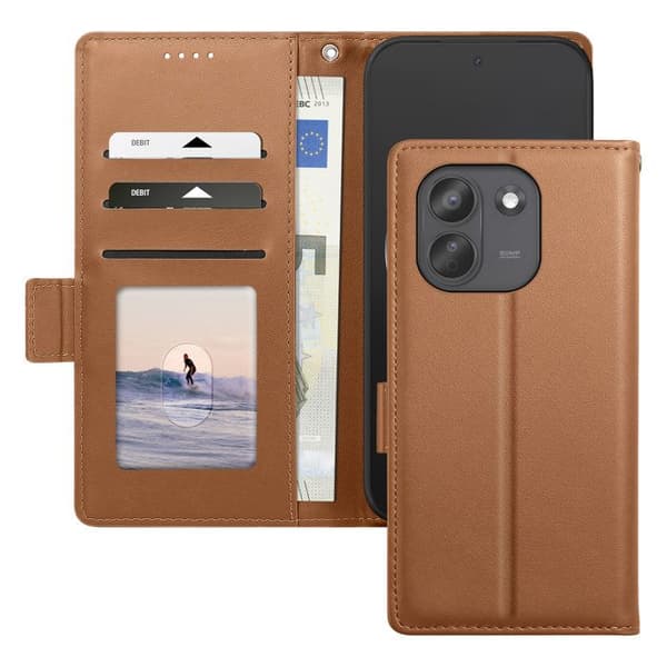 Plånboksfodral för Redmi Note 17 Pro Max Smart Book-serien med stöd Ljusbrun brun