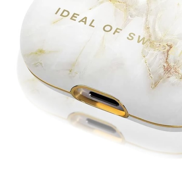 Marmoroitu AirPods 3 -kotelo Tyylikäs Golden Pearl Marble iDeal of Sweden White Vit