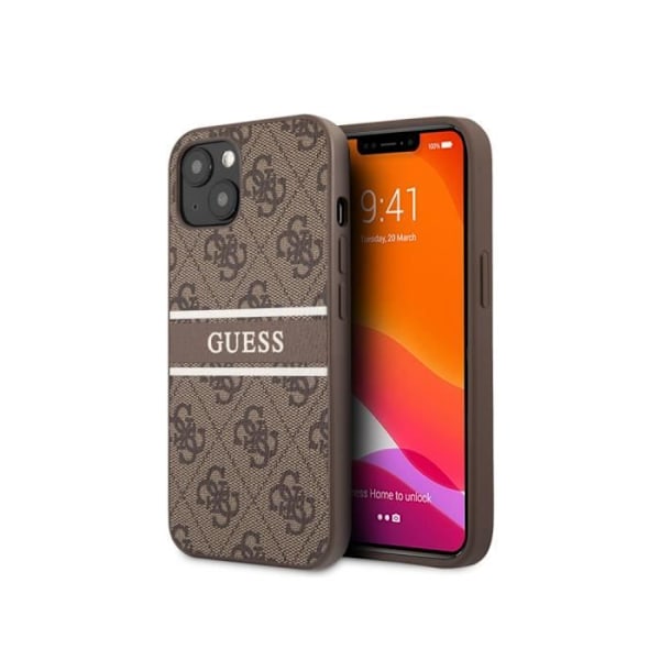 Suojakuori Apple iPhone 13 PU 4G Stripe Guess Brownille kastanj