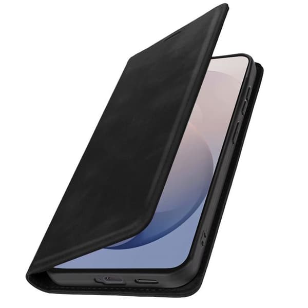 Pungetui til Galaxy S26 FE i Suede Effekt med Sort Støtte Svart