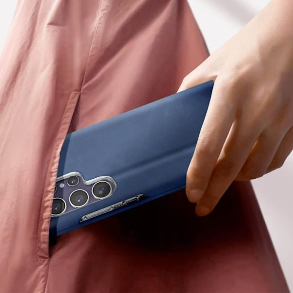Cover til Samsung Galaxy S24 Ultra Flip Kortholder Øko-læder Nappa Midnight Blue Blå