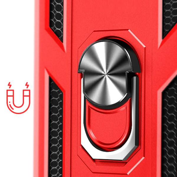 Coque för iPhone 16e Hybride Ring Stöd Magnetisk Röd Röd