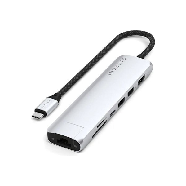Hub USB-C Multiport 7-i-1 - Satechi - Sølv - Ethernet 1Gbit - Power Delivery 100W - HDMI 4K 60Hz