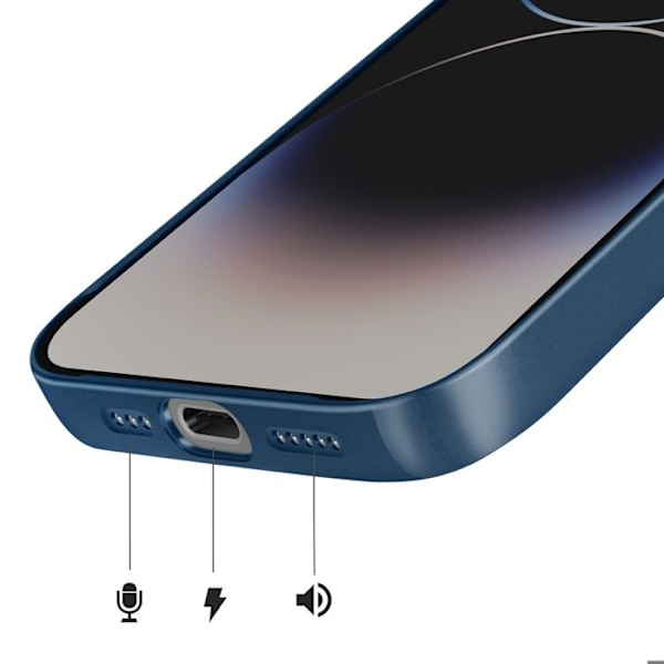 Cover til iPhone 14 Pro Max Kompatibel med MagSafe Mat AG Glas Mørkeblå Blå