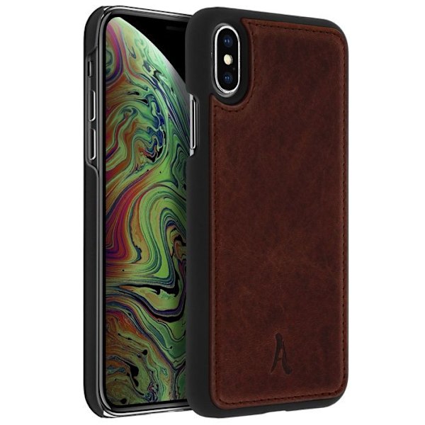 Coque til Apple iPhone X / XS Hård Beskyttelse Ægte Læder Akashi Brun kastanj