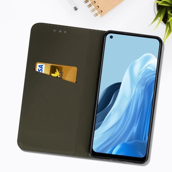 Oppo Reno 7 Case Magnetic Flip Korthållare Stativ Funktion svart