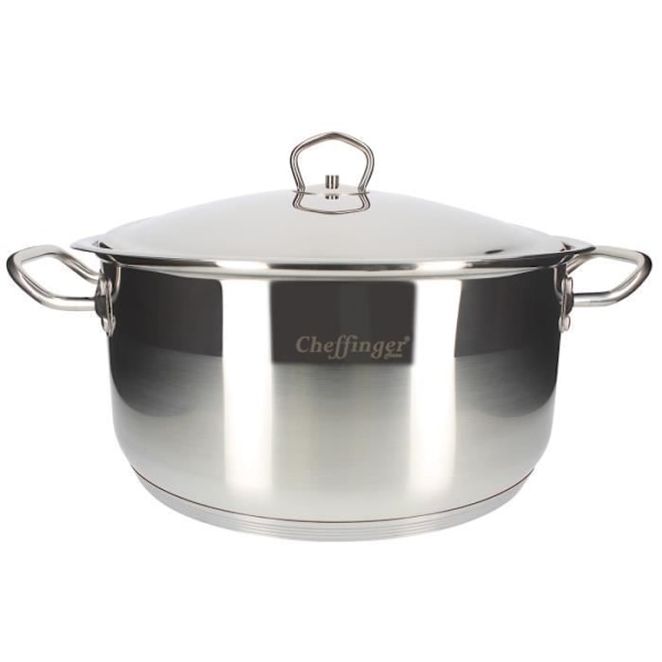 Marmite - Cheffinger - 30 cm - Rostfritt stål - Lock ingår - Ergonomiska handtag Grå
