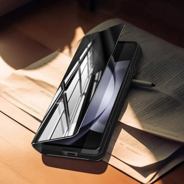 AVIZAR Clear View Fodral till Samsung Galaxy Z Fold 5 - Svart - Spegel Flip Stand Funktion Svart