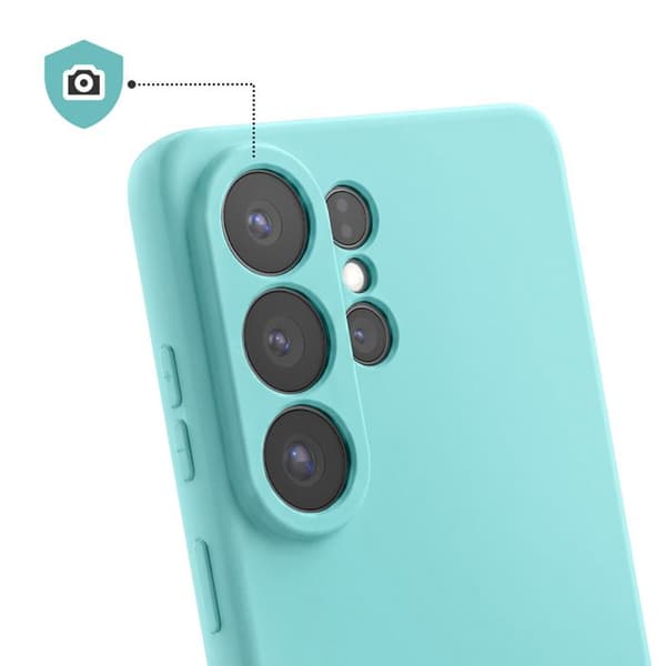 Silicone Soft-Touch Cover til Galaxy S26 Ultra med Turquoise Mikrofiberforing Blå
