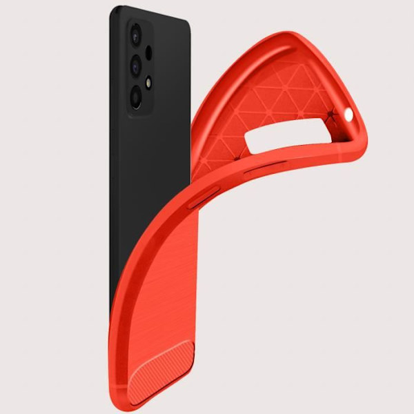 Samsung Galaxy A32 Skyddsfodral - Röd - Borstad koleffekt - Förstärkta hörn Röd
