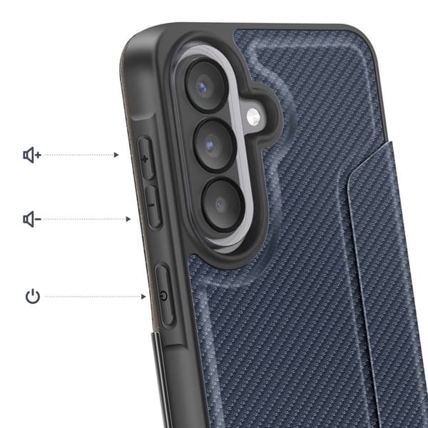 Foliofodral för Galaxy A57 Kolfiberfinish med Kortfack Mörkblå Blå