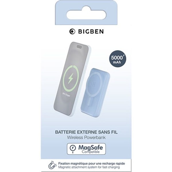 Powerbank - BIGBEN CONNECTED - 5000mAh - Induktion - USB A/C - MagSafe-kompatibel Blå
