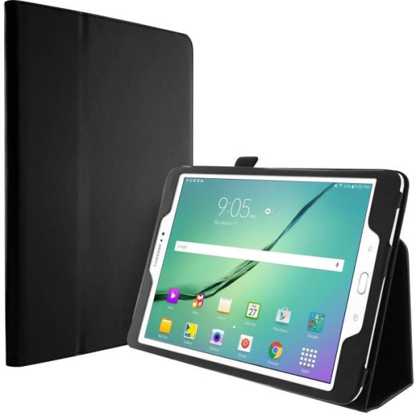 Skyddsfodral - Samsung - Galaxy Tab S2 9.7 - Svart - Faux läder - Videostativ Svart