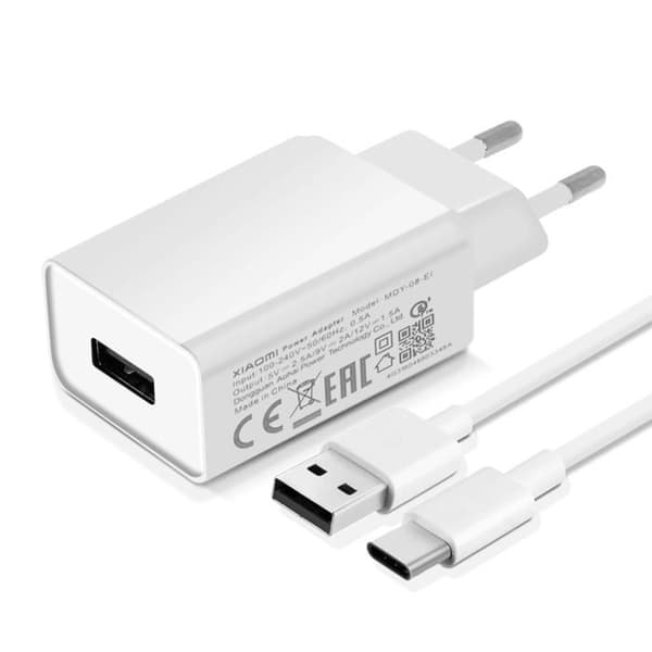2A netoplader - XIAOMI - 1,2 m USB Type C kabel - Hurtig opladning - QuickCharge 2.0/3.0 kompatibel