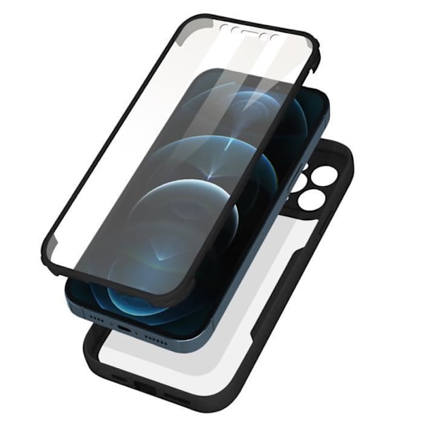 Heltäckande skal - MÄRKE - iPhone 12 Pro - Stötsäker - Plexiglas - Förstärkta hörn Svart
