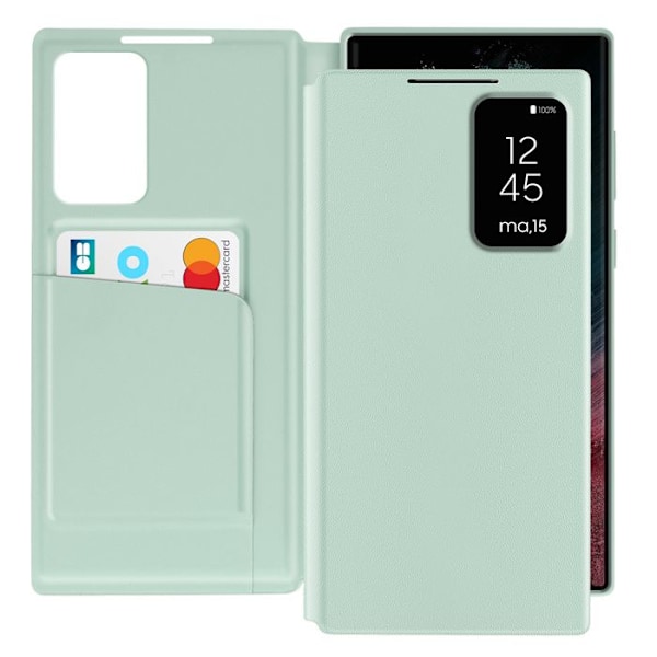 Skinnhylsa för Galaxy S22 Ultra Med Fönster För Visning och Kortfack Ljusgrön Grön