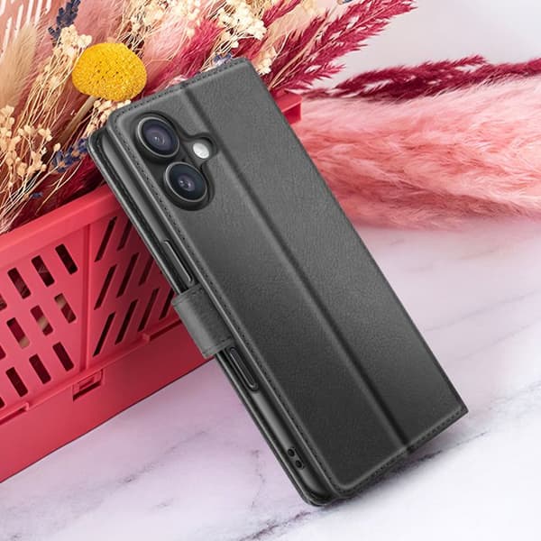 Pungetui - ZANAÉ - iPhone 16 Plus - Horisontalt Stativ - Magnetlukning - Sort Svart