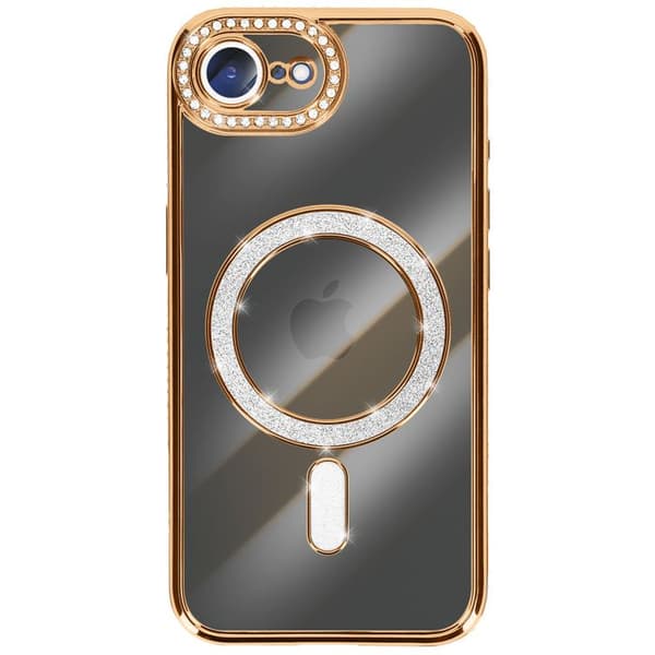 MagSafe-skal - AVIZAR - iPhone 16e - Guldkanter - Glittrande Strass - Optimal Skydd Gul