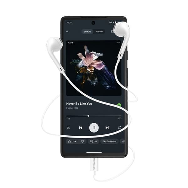 USB-C Trådade Hörlurar med Inbyggd Mikrofon för Pixel 6a Mayaxess Vit Vit