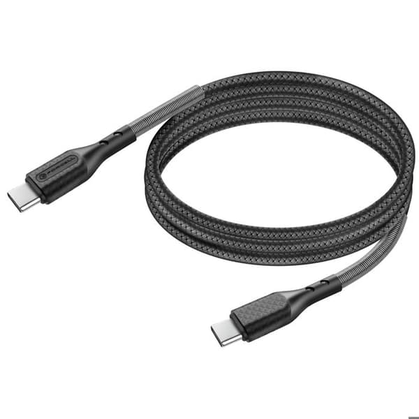 USB-C til USB-C 100W Power Delivery 3.0 Flettet Kul 1m Forcell Sort
