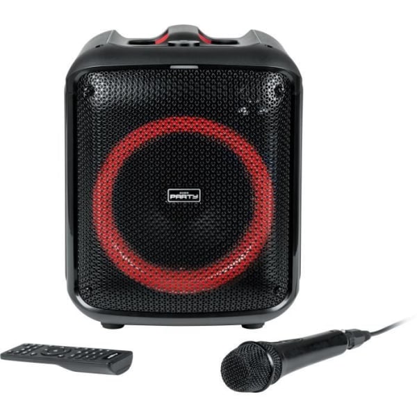 BIGBEN PARTYBTHPMAX - Trådløs lyshøjttaler - Bluetooth 5.3 - 200W - USB, SD, Aux-In - Kablet mikrofon (ideel karaoke) Sort