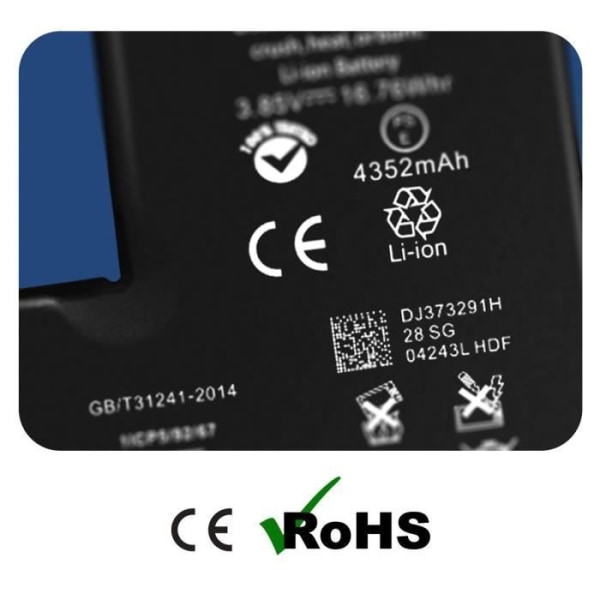 Batteri utan BMS för iPhone 13 Pro Max - AVIZAR - Kapacitet 4352mAh - Litiumjon - 3,7 V Svart
