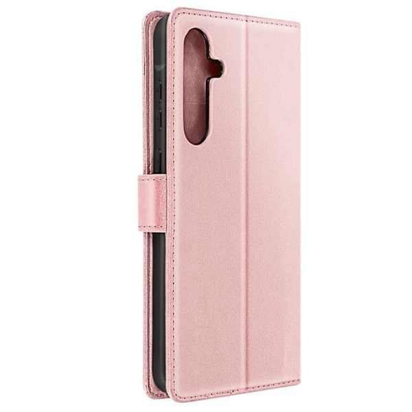 Suojakuori Samsung Galaxy A55 Wallet Flower Butterflylle ja rannehihnan puuteri vaaleanpunainen