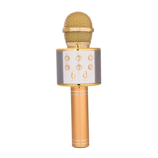 Bluetooth Karaoke Mikrofon - AVIZAR - Guld - Bluetooth 5.0 - Portabel - USB og micro-SD gyllene
