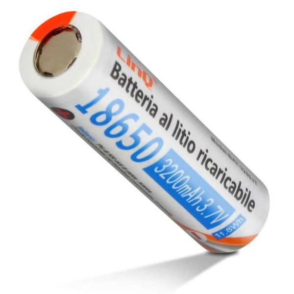 2 akkua 18650 Lithium 3200mAh 3.7V ladattava litteä pää 3200JT LinQ Orange