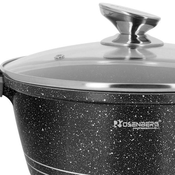 Set med 3 kastruller med lock, mångsidig Rosenberg svart