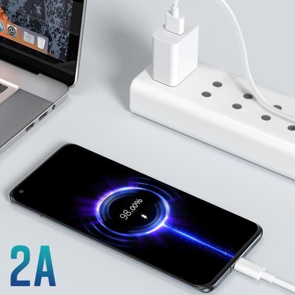 USB-kabel till USB-C - REALME - Original - 1m - 2A - Laddning och synkronisering Vit