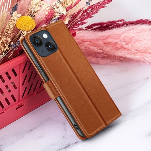 Plånboksfodral - ZANAÉ - iPhone 14 - Brun - Horisontell Stöd - Magnetstängning brun