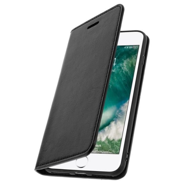 Etui iPhone 7 Plus / 8 Plus - AVIZAR - Læderetui - Sort - Pungeklap - Horisontal støtte sort