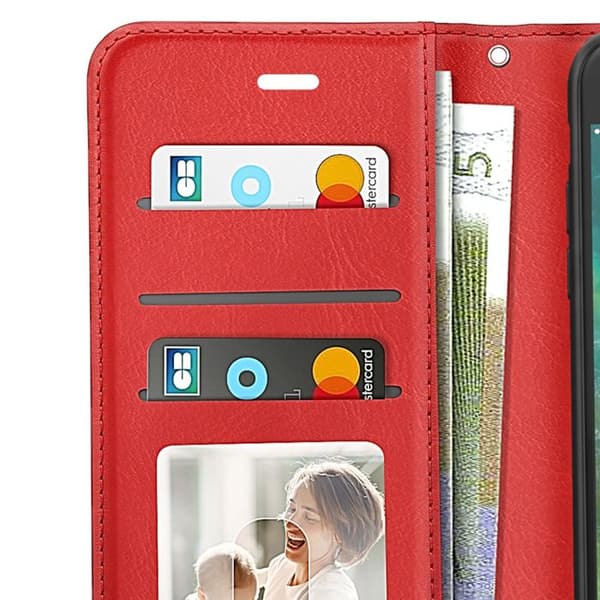 Plånboksfodral för iPhone SE 2020 / 2022 med handledsrem och videostöd Mayaxess Röd Röd