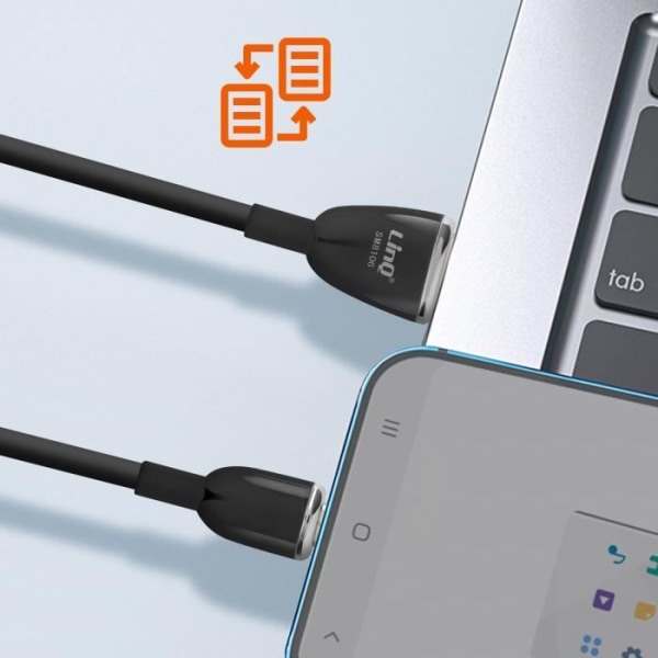 USB till mikro-USB-kabel Snabbladdning 3A Synkroniseringslängd 1,2m LinQ Svart