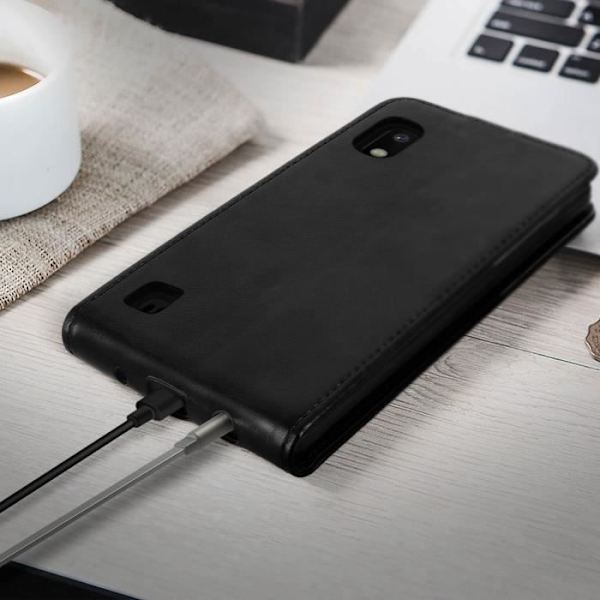 Etui til Samsung Galaxy A10 - AVIZAR - Vertikal Klap - Sort - Hårdfolien - Kortholder Svart