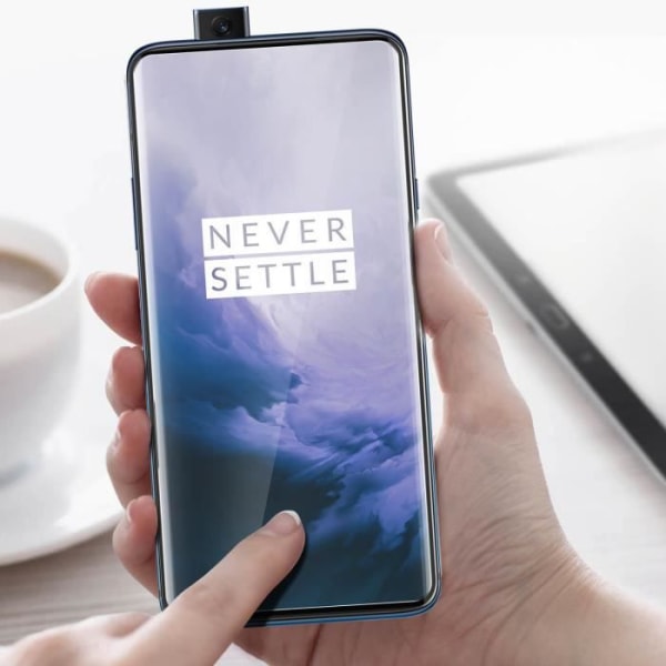 Beskyttelsesfilm - AVIZAR - Oneplus 7 Pro - Buet hærdet glas - Stødsikker - Nem installation Svart