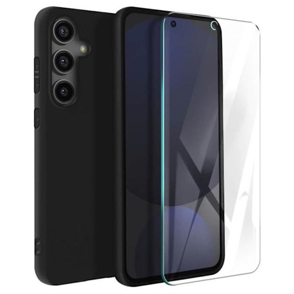 Coque til Samsung Galaxy S24 FE Silikone Soft Touch og Tempereret Glas 3mk Sort Svart