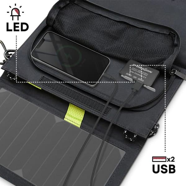 Vandtæt Soloplade 20W Dobbelt USB Foldbar til udendørs brug Sort Svart