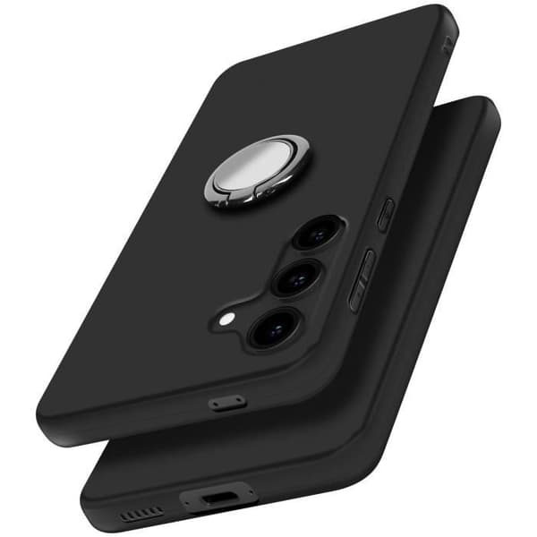 Coque - AVIZAR - Samsung Galaxy S24 FE - Blød - Magnetisk Støtte Ring - Sort Svart