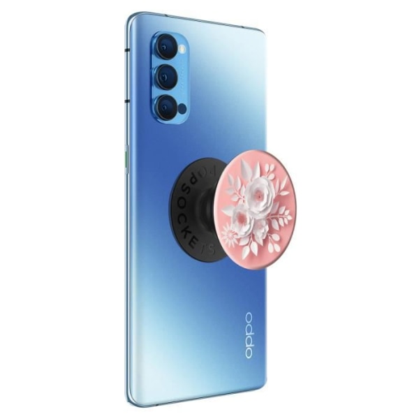 PopGrip Smartphone Hållare Videohållare Blomsterdesign PopSockets Rosa och Vit