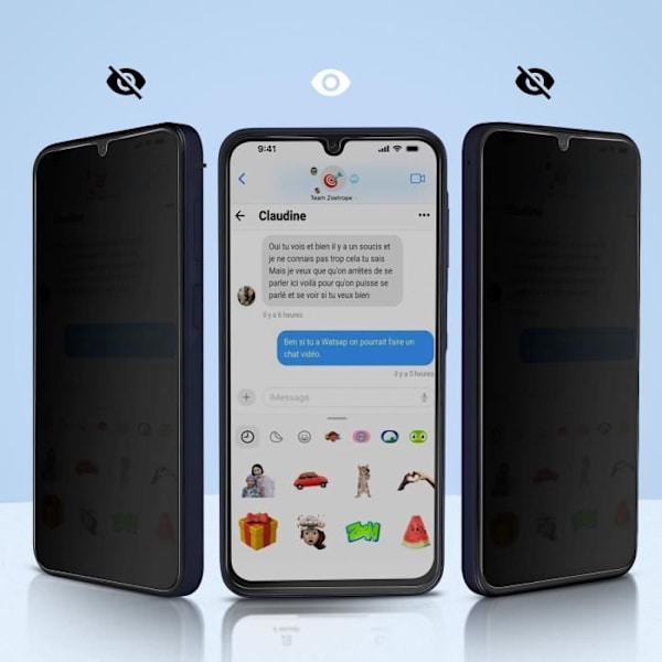 Hærdet glas - Enkay - Samsung A15 - Anti-spion - 9H hårdhed - Anti-ridse - Sort Svart